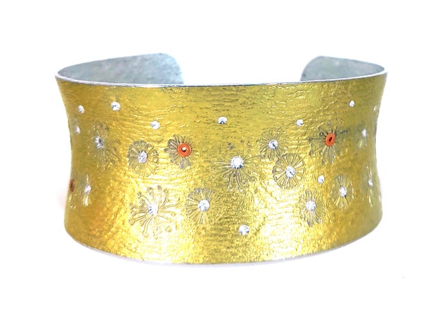 Matt honey gold coloured anodized aluminium bangle
